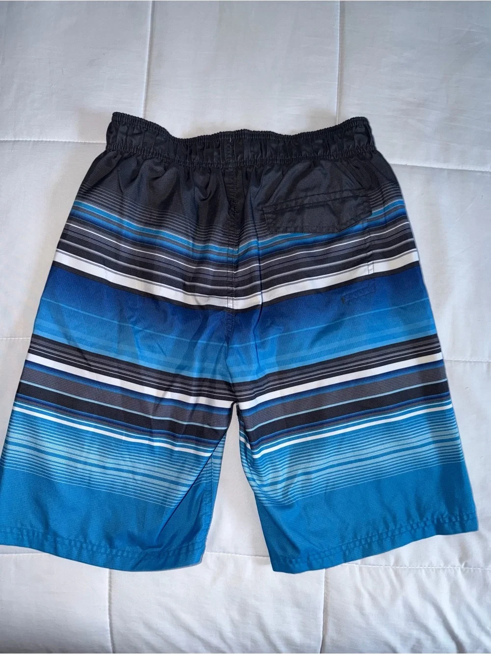 Boys Blue Striped Swim Trunks - Large